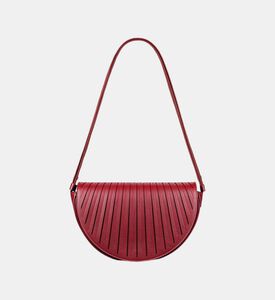 Camille Fournet Astral Calf Leather Pleated Half-moon Handbag, Burgundy, Packshot View