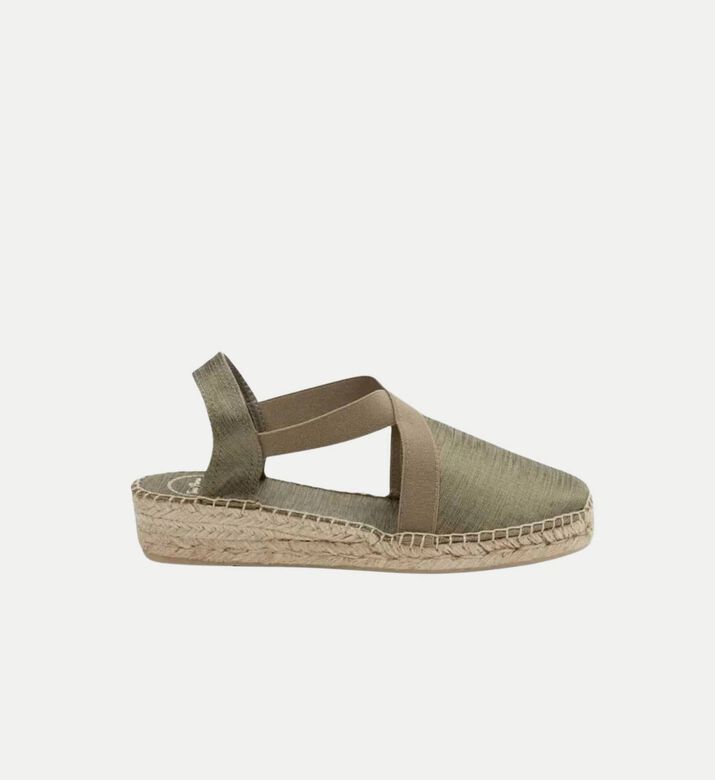 Toni Pons Vic Vegan Metallic Silk Wedge Espadrille, Taupe, Eu-40, Packshot View
