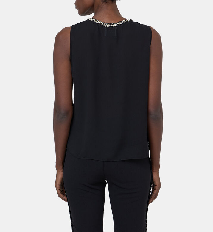Pearl-trimmed Sleeveless Top