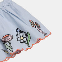 Embroidered Graphic Design Elastic Waist Skirt