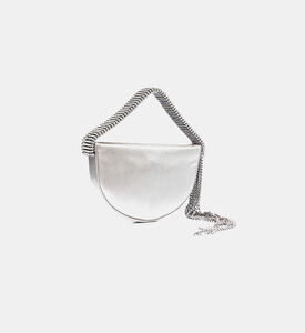 حقيبة يد ساتان بمقبض بحجر راين