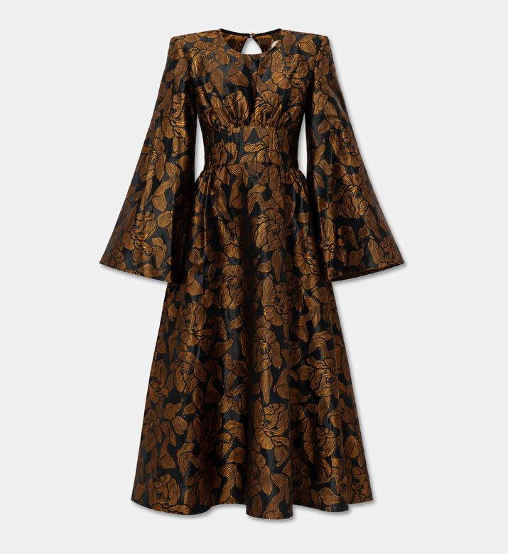 Poca and Poca Floral Jacquard Long-sleeve Maxi Dress, Packshot View