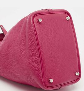 Leather Minimalist Top Handle Bucket Tote Bag Preowned