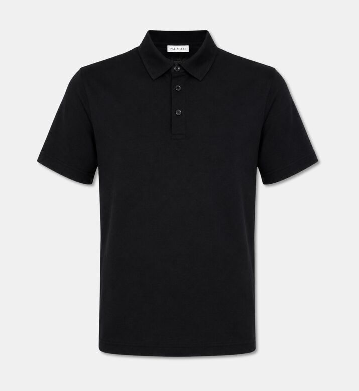 Pal Zileri Cotton-blend Polo Slim Shirt, Black, 48, Packshot View