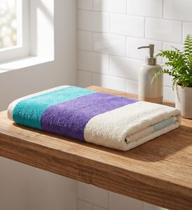Suite702 Organic Terry Cotton Colorblock Towel, Purple, Model View