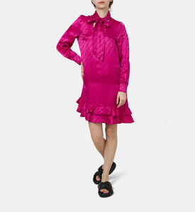 فستان بحافة مكشكشة بربطة أمامية