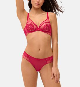 تانغا بخصر منخفض مطاطي بتطريز أزهار