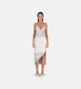 Silk Fold-over Printed Midi Skirt