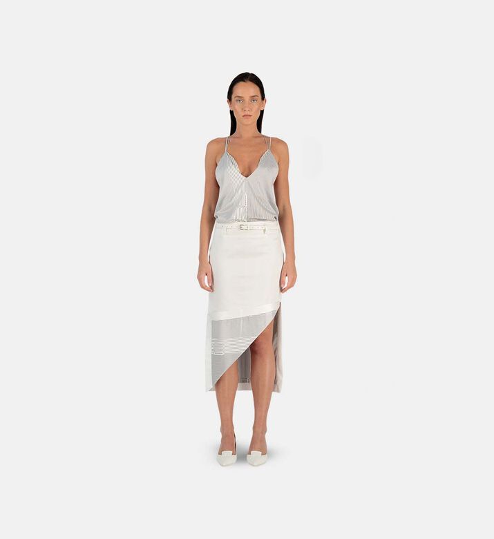 Silk Fold-over Printed Midi Skirt