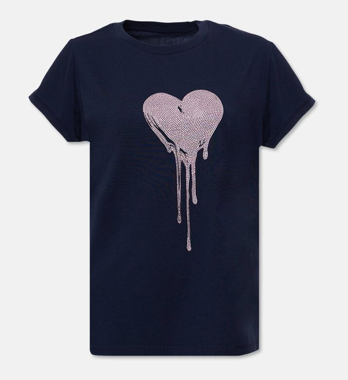 Zadig et Voltaire Walk Hear Rhinestone-embellished T-shirt, Dark-navy, Xs, Packshot View