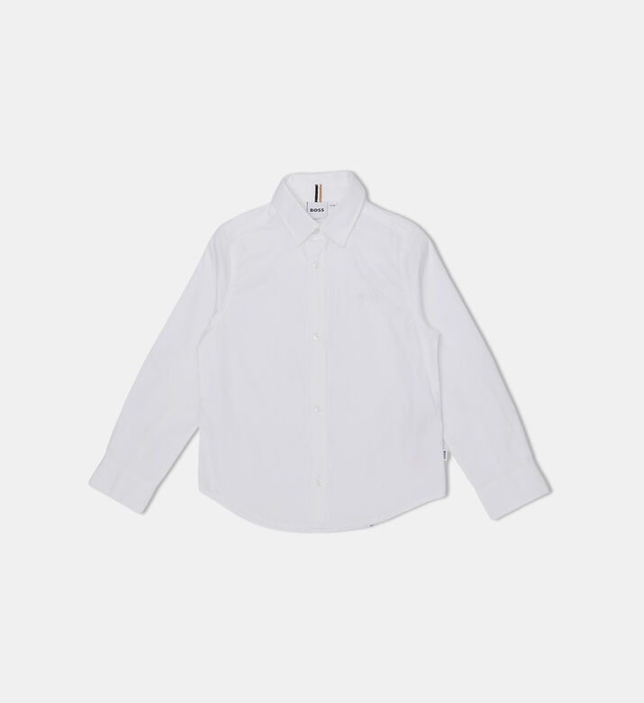 Embroidered Logo Full-button Front Long-sleeve Shirt