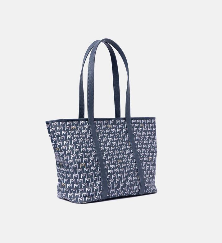 Maya.M All-over Monogram Medium Zip Tote Bag, Navy, Packshot View