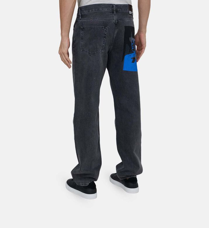 بنطال جينز بطبعة يساق مستقيمة