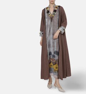 Dalia Al Azem Floral Appliques Printed Abaya, Model View