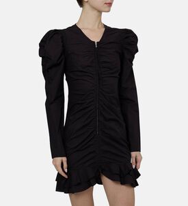 فستان بريالي بقطن مجعد قصير بسحّاب