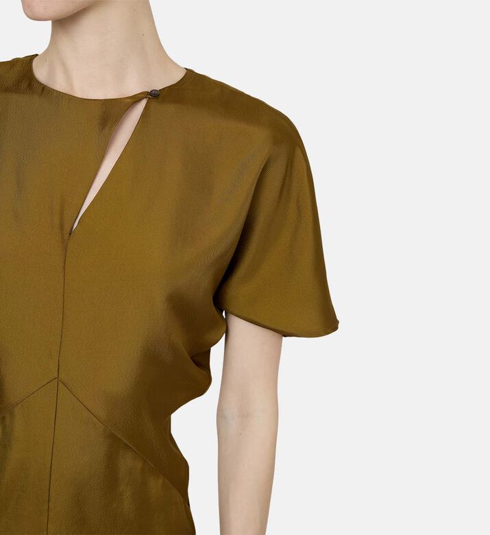 Ella Draped Bronze Twill Dress