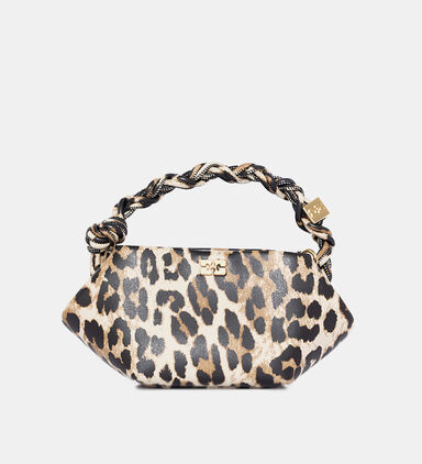 Leopard-print Braided Handle Bag