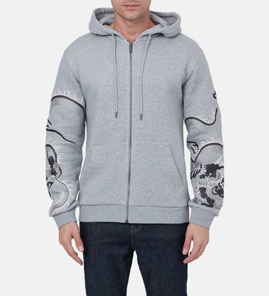 Embroidered Hooded Zipped Sweatshirt