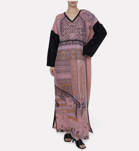 Dalia Al Azem Contrasting Sleeves Geometric Pattern Dress, Model View
