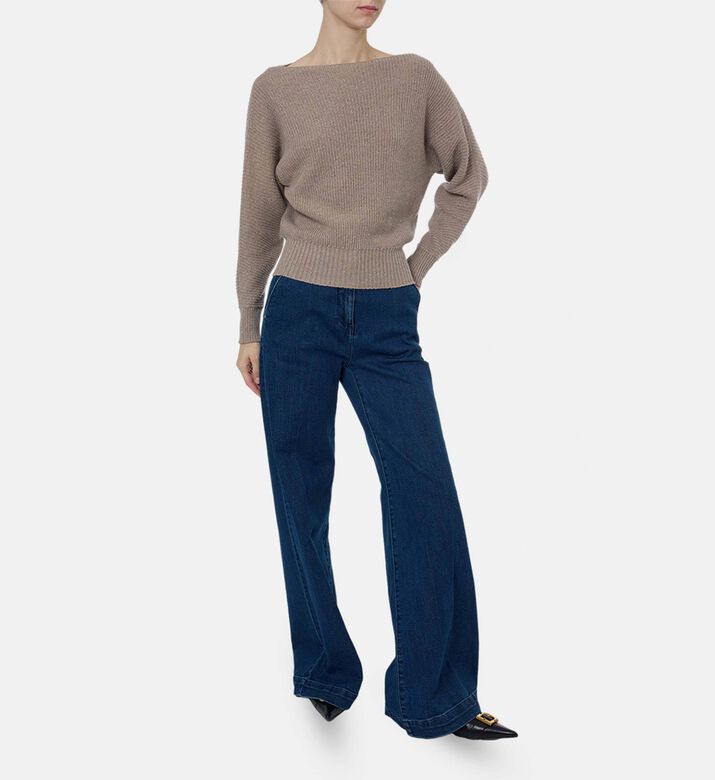 Luisa Spagnoli Caiman Knit Crewneck Long-sleeve Sweater, Model View