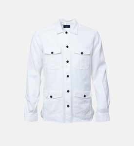 قميص من قماش الدنيم الكتاني بجيوب متعددة