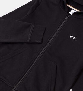 هودي بأكمام طويلة بطبعة شعار بسحّاب