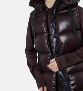 Save the Duck Padded Sleeveless Hooded Vest, Brown, Xl, Model View