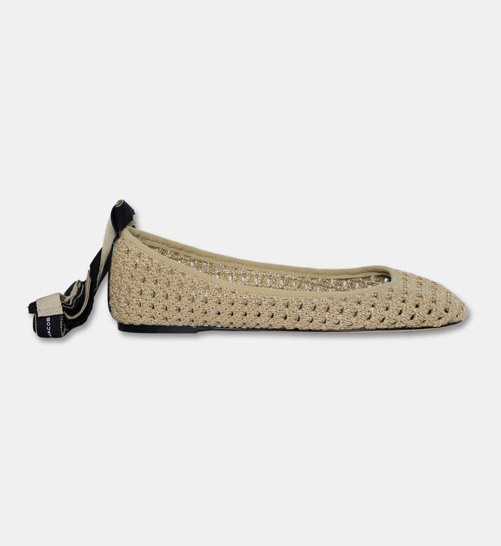 Marc Jacobs Glitter Knit Ribbon Ballet Flats, Champagne, Eu-40, Packshot View