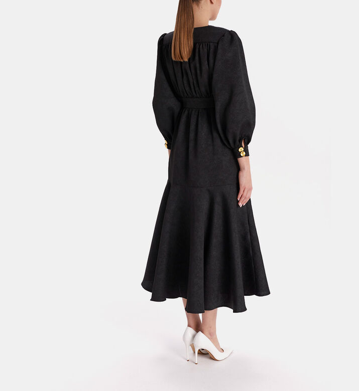 Puffy Sleeves Flared Midi Dress Puffy Sleeves Flared Midi Dress
