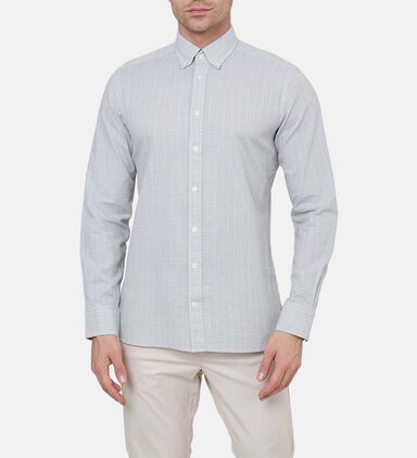 Tiles Print Long Sleeve Cotton Shirt