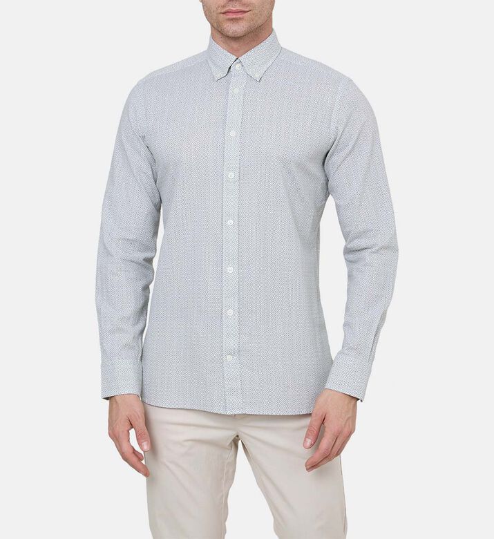 Tiles Print Long Sleeve Cotton Shirt