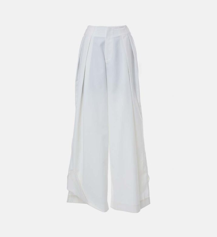 Cropped Pleated Wide-leg Pants