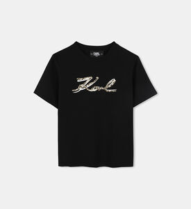 Sequin Embellished Logo T-shirt