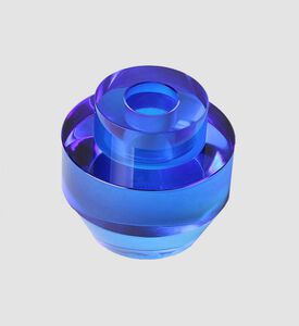 حامل شموع على شكل مكعب من الزجاج والكريستال العنبر