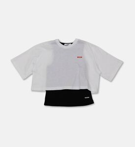 M S G M Cropped Logo-print T-shirt, Packshot View