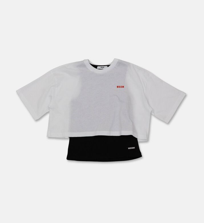 M S G M Cropped Logo-print T-shirt, Packshot View