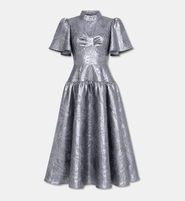 Poca and Poca Metallic Short-sleeve Midi Dress, Packshot View