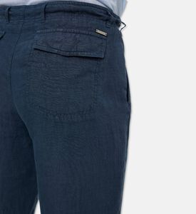 Corneliani Garment-dyed Flax Pants, Blue, 56, Model View