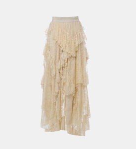 تنورة واسعة بشق أمامية وكشكشة