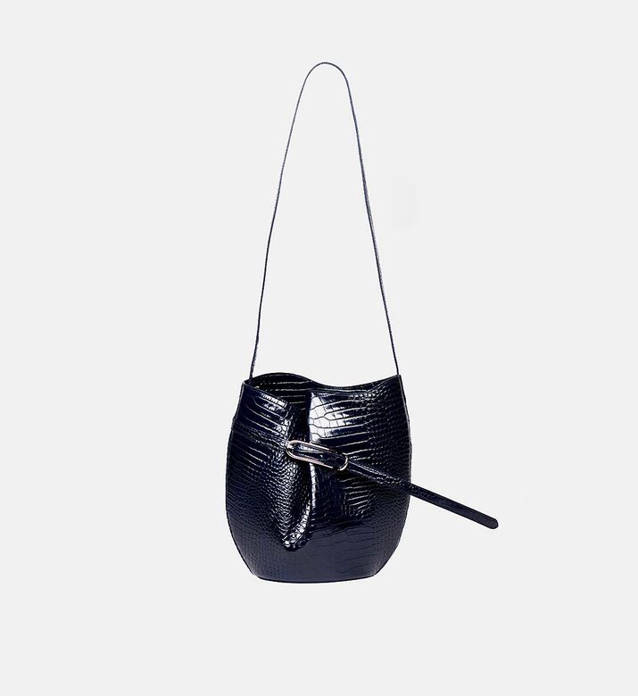 Liffner Organic Shapes Belted Bucket Bag, Navy, Packshot View
