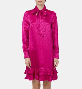 فستان بحافة مكشكشة بربطة أمامية