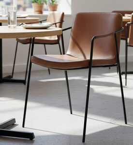 Dan Form Boto Leather Dining Armchair, Brown, Packshot View