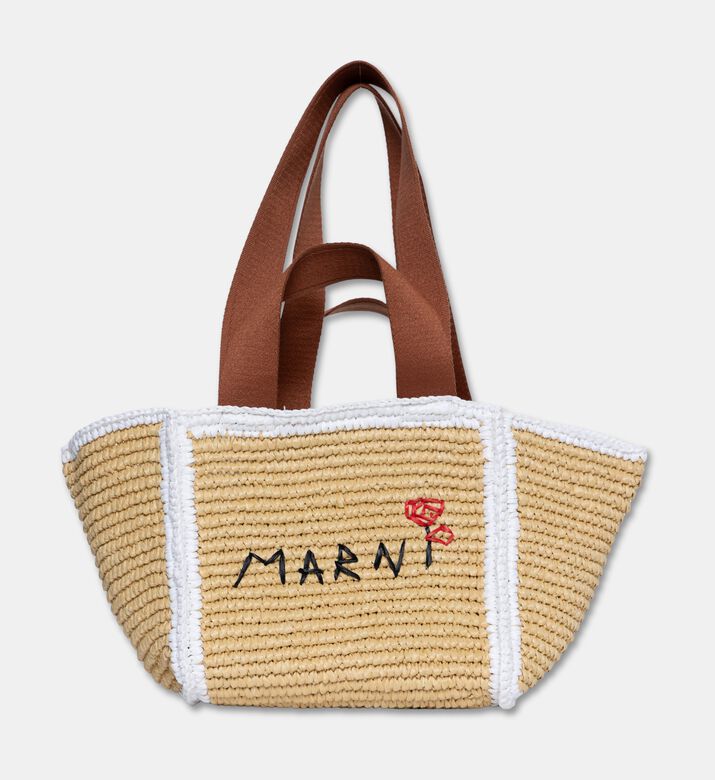 Marni Sillo Raffia-effect Shopper Bag, White, Packshot View