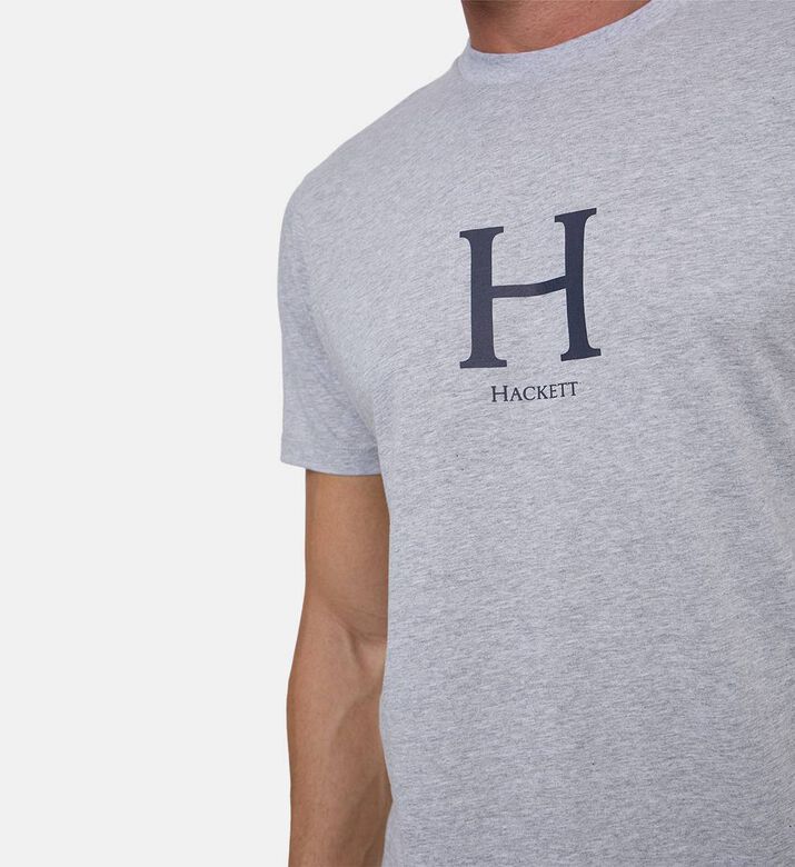 Hackett London Logo-detail Ribbed Short-sleeve T-shirt, Light-grey, L, Model View