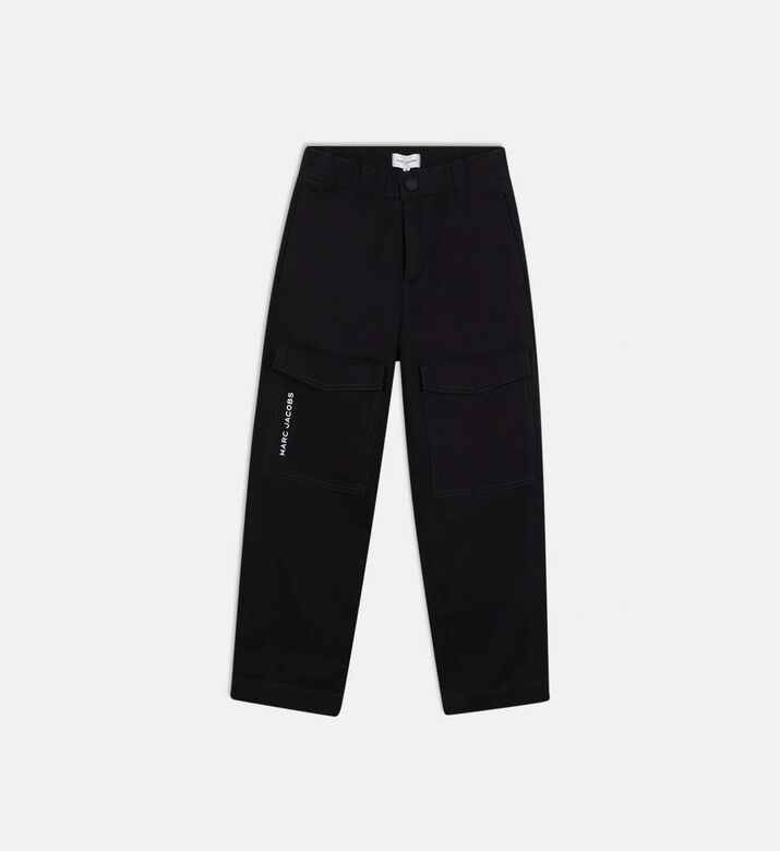 Button Closure Elastic Waistband Pants