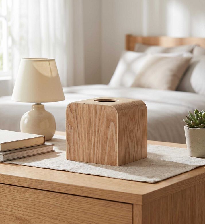 Andrea House Wooden Square Tissue Holder, Model View