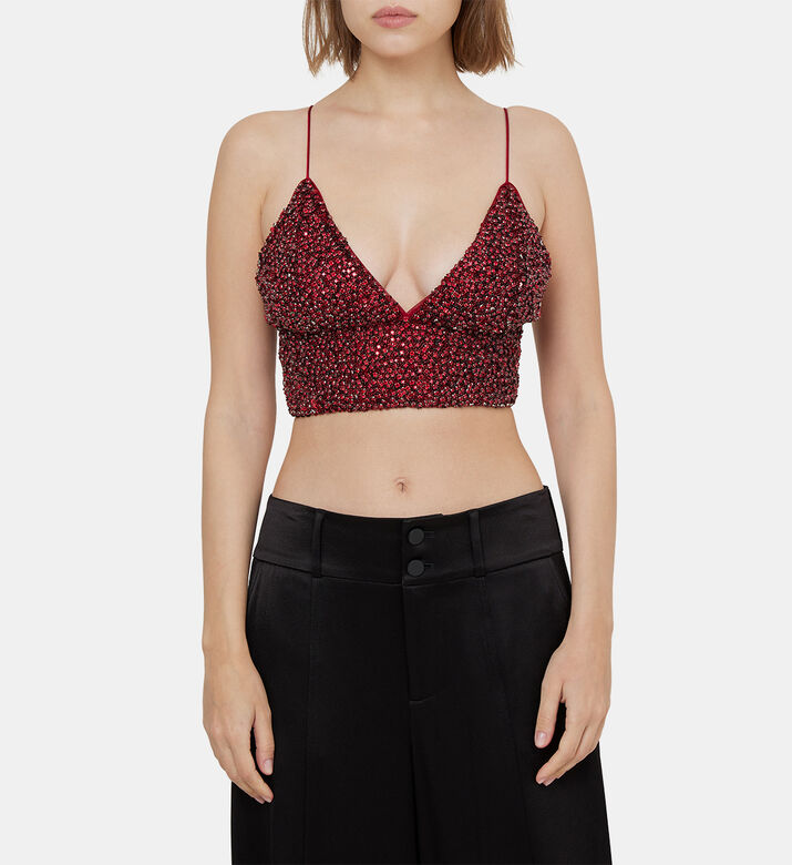 بلوزة حمالة كارلي كريستال مزينة