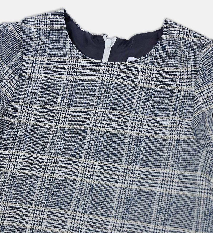 Checkered Ruffled Drop-waist Short-sleeve Dress