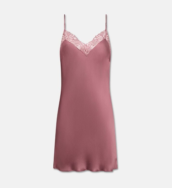 Chantelle Rosewood Satin Embroidered Lace Nightdress, Packshot View