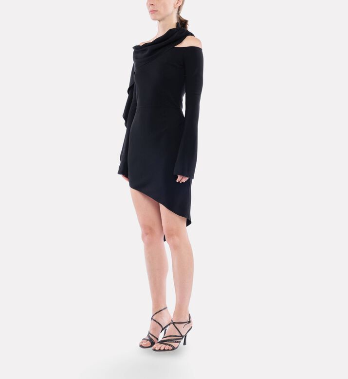 Nensi Dojaka Asymmetric Long-sleeve Mini Dress, Model View